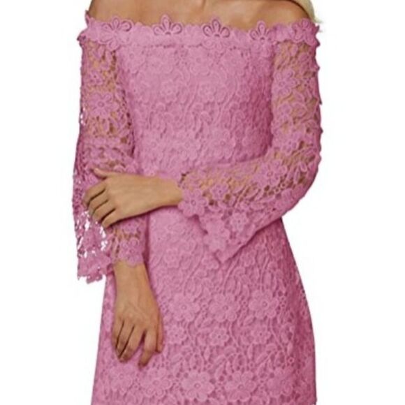 NWT Pink Floral Lace Off ShoulderCocktail Dress for Cocktail Party - Picture 1 of 9